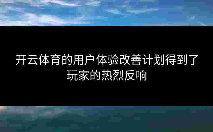 开云体育的用户体验改善计划得到了玩家的热烈反响