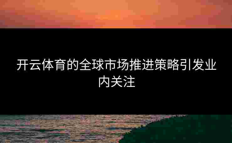 开云体育的全球市场推进策略引发业内关注